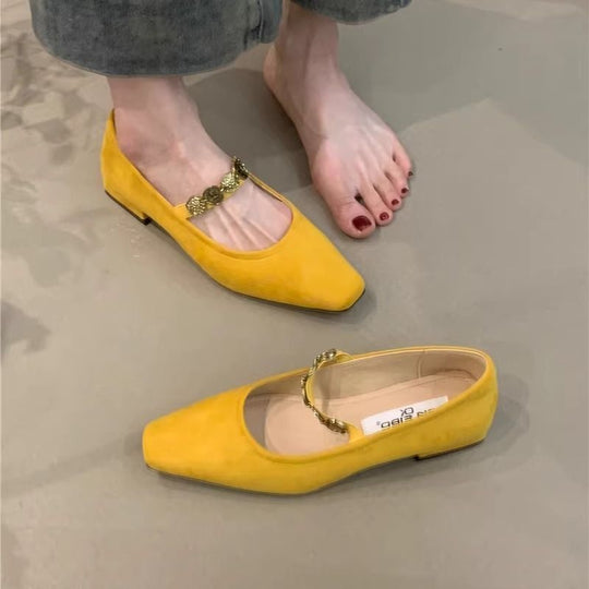 Damen elegante Ballerinas mit modischem Riemchen EB