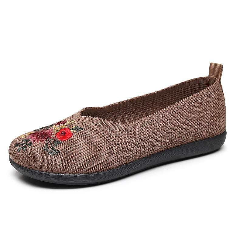 Damen Ballerinas mit floraler Stickerei und flexiblem Fußbett EB
