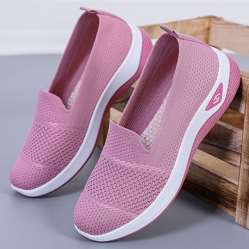 Damen Bequeme Slip-On Schuhe mit atmungsaktivem Strickdesign EB