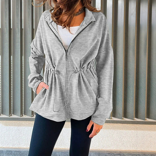Damen Kapuzenjacke mit Taillen-Zugband, Reißverschluss und Eingrifftaschen EB