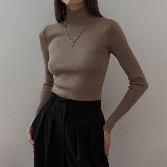 Damen Modischer Rollkragenpullover aus weicher Baumwolle EB
