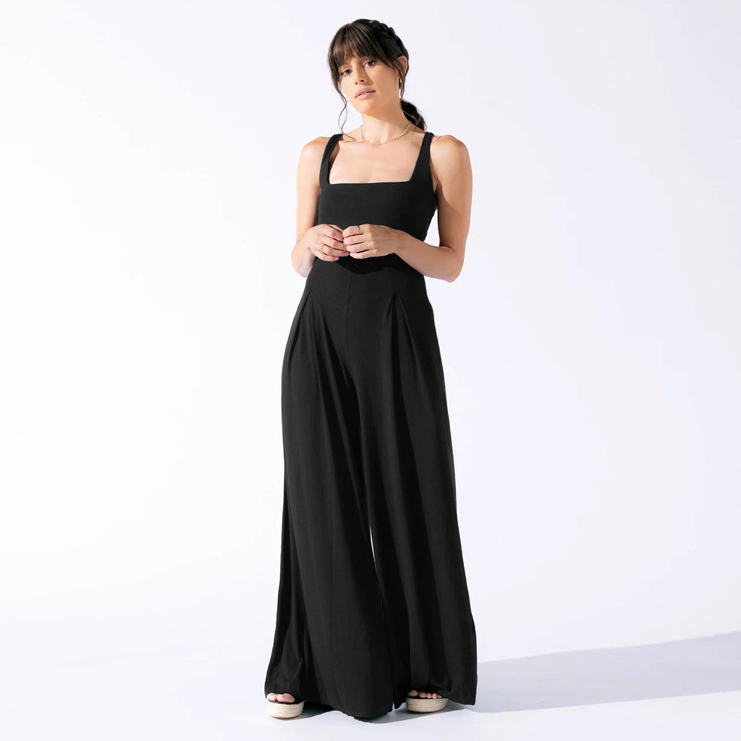 Damen Jumpsuit mit weit geschnittenem Bein und tiefem Rückenausschnitt EB