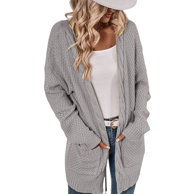 Damen Großer Strickcardigan mit aufwendigem Maschenmuster und praktischen Taschen EB