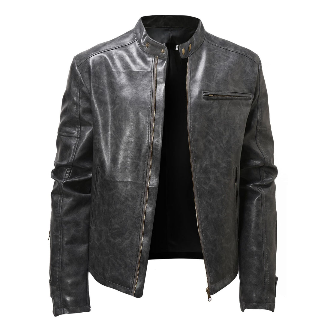 Herren Kunstleder Bikerjacke mit modernem Schnitt
