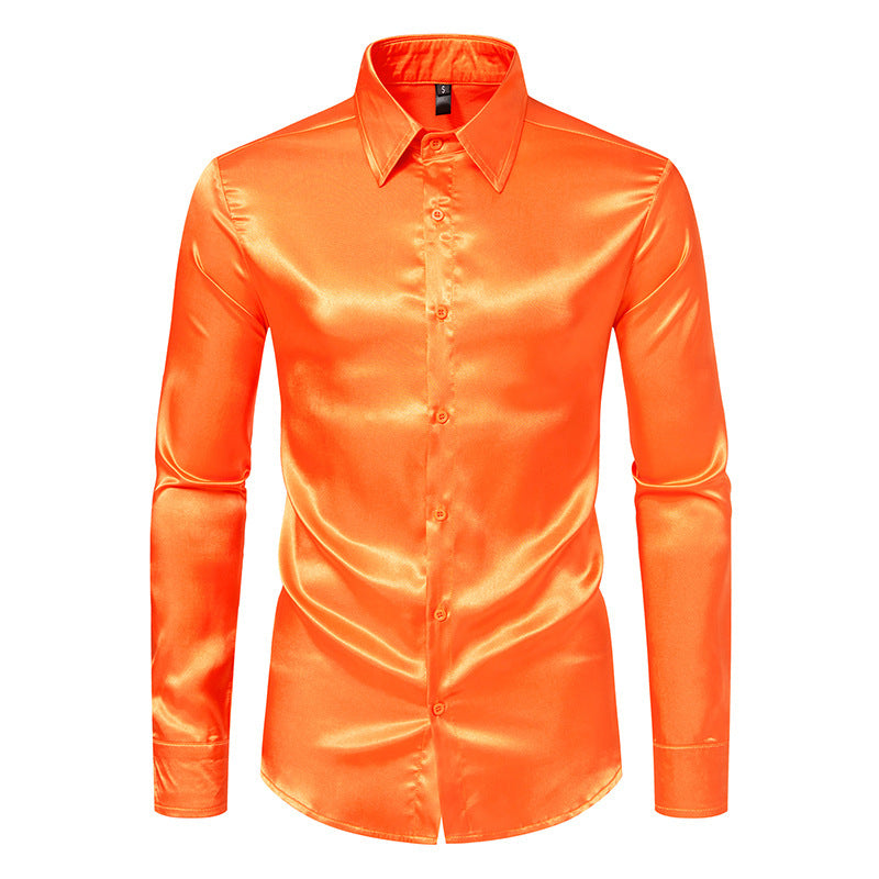 Herren Elegantes Satin-Hemd mit modernem Kragen und feiner Textur EB