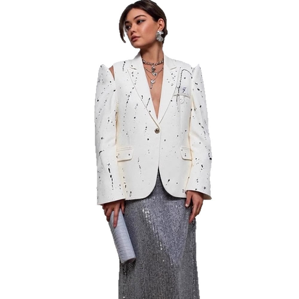 Damen Übergrößen Blazer mit kreativen Designelementen EB