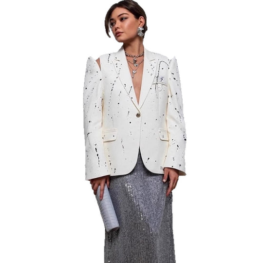 Damen Übergrößen Blazer mit kreativen Designelementen EB