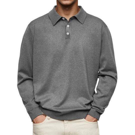 Herren Feinstrick-Poloshirt mit Knopfleiste und Rippbündchen EB