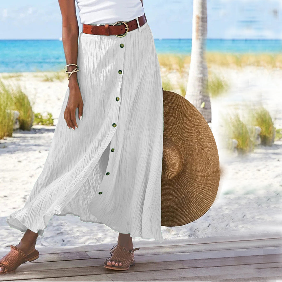 Damen Maxikleid mit Knopfleiste und fließendem Schnitt EB
