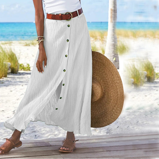 Damen Maxikleid mit Knopfleiste und fließendem Schnitt EB