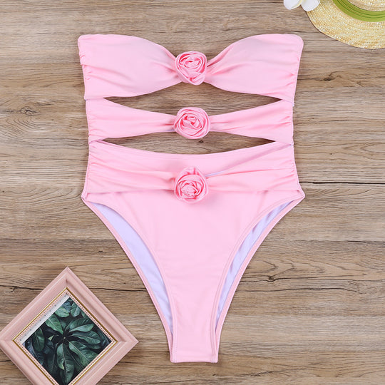 Damen Einteiliger Badeanzug mit floralem Design und innovativem Cut-Outs EB