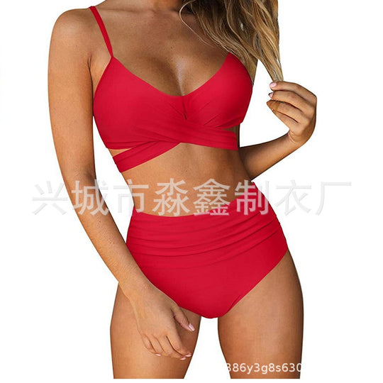 Damen Crop-Top Bikini-Set mit geflochtenem Design EB