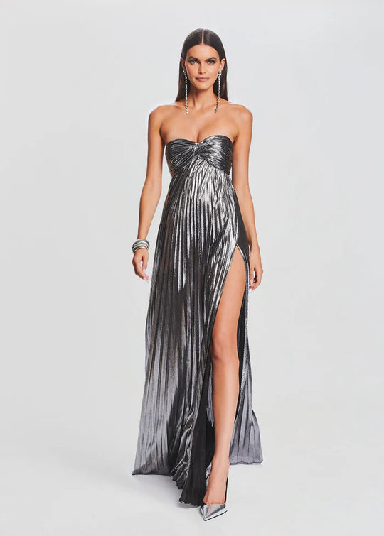 Damen Abendkleid mit schulterfreiem Design und elegantem Schlitz EB