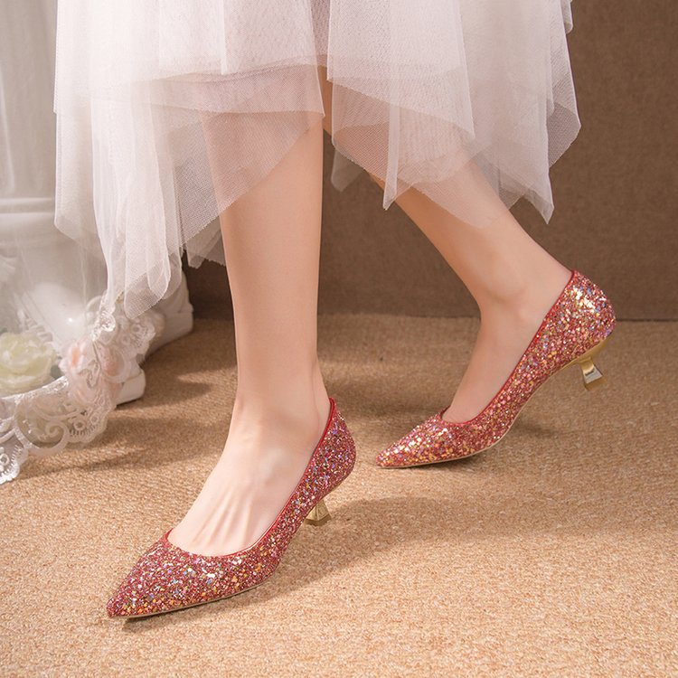 Damen elegante glitzernde Pumps mit spitz zulaufender Form EB
