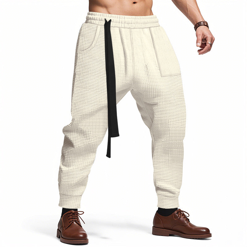 Herren lässige Struktur-Sweatpants mit verstellbarem Kordelzug EB