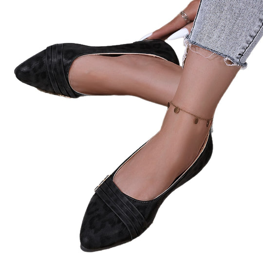 Damen elegante Ballerinas mit modischem Animal-Print und Zierakzenten EB