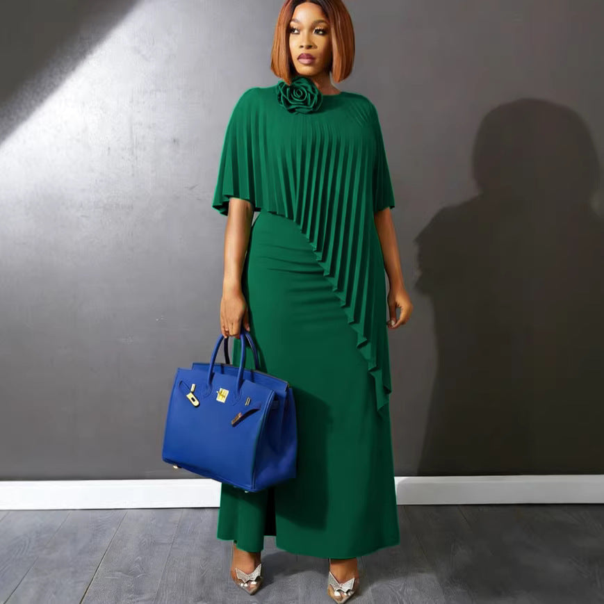 Damen ärmelloses Maxi-Kleid mit elegantem Faltenverlauf EB