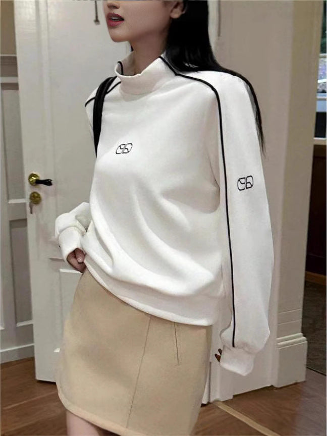 Damen Sportlicher Turtleneck-Pullover mit Kontrastnähten EB