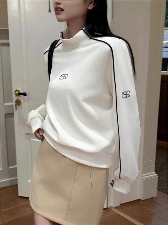 Damen Sportlicher Turtleneck-Pullover mit Kontrastnähten EB