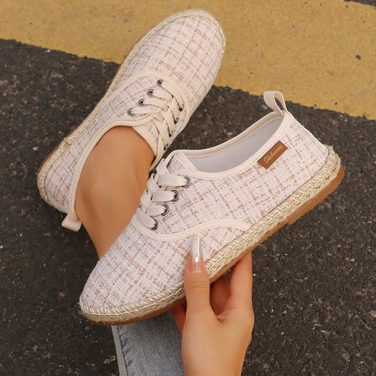 Damen  atmungsaktive Strick-Espadrilles mit geflochtener Jute-Sohle und flexiblem Memory-Fußbett EB