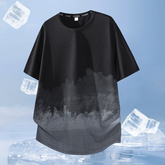 Unisex Nan Oversized Kurzarmshirt mit Aquarelldruck, atmungsaktivem Meshgewebe und legerer Passform EB