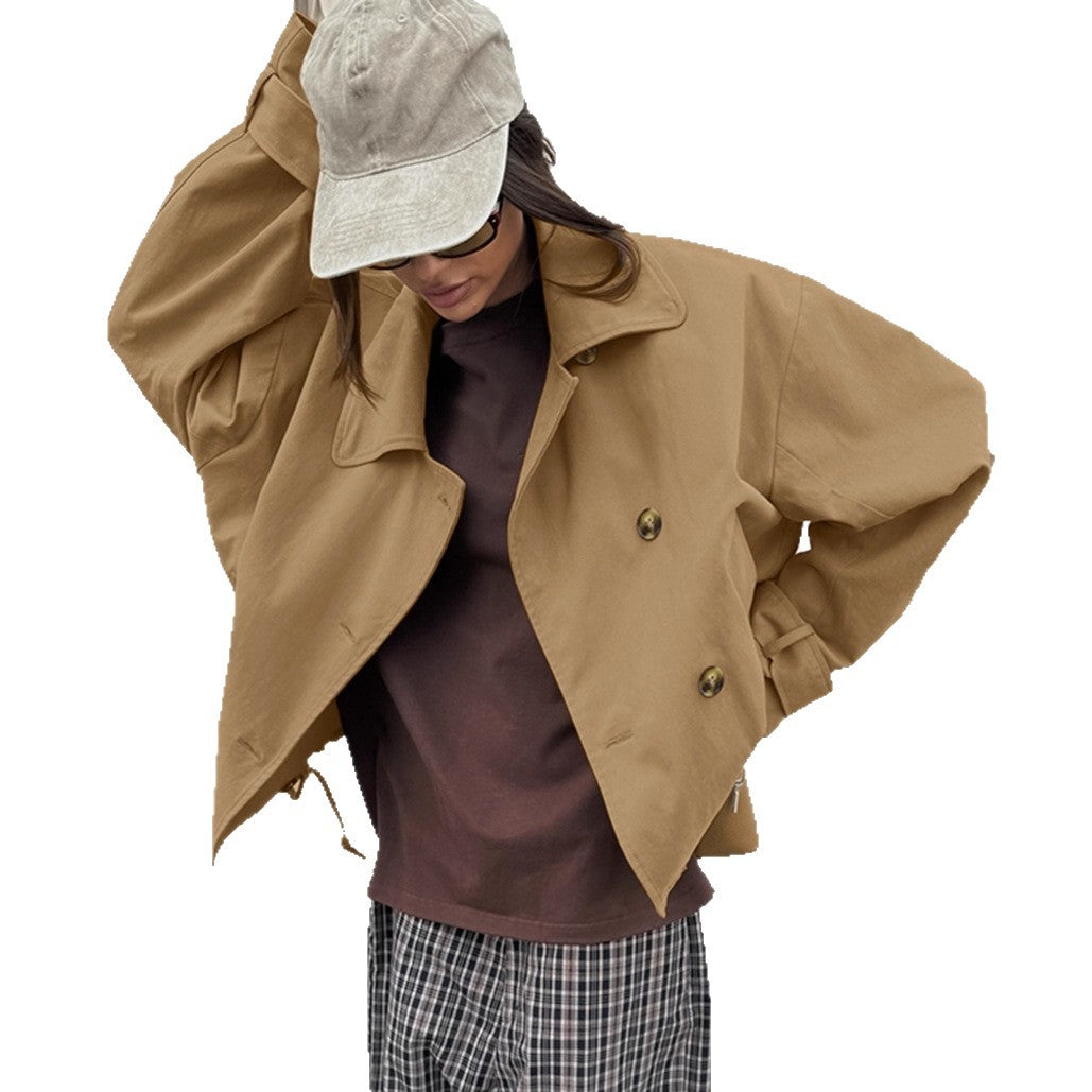 Damen oversized Wickeljacke mit lässigem Schnitt und praktischen Taschen EB
