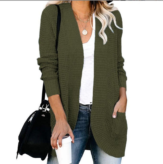 Damen Strickcardigan mit praktischen Taschen und luftiger Struktur EB