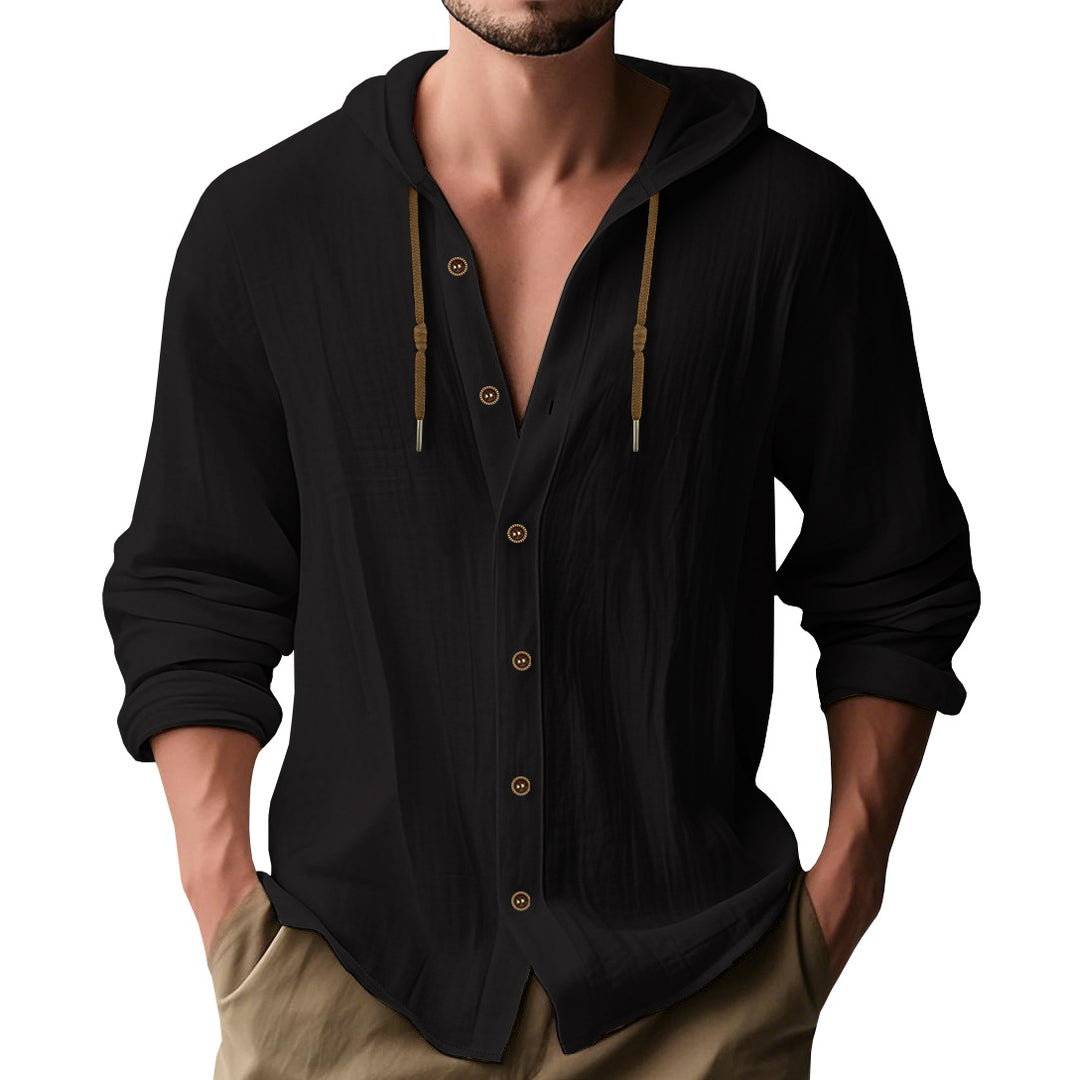 Herren lässiges Hemd mit Kapuze und Knopfdetails EB