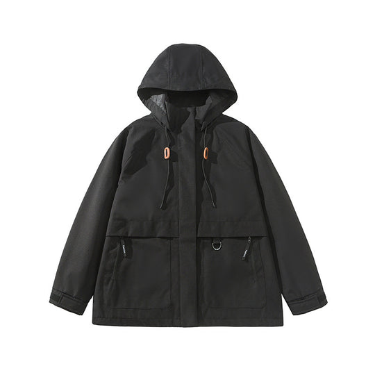 Damen technische Outdoor-Jacke mit verstellbarer Kapuze und großen Taschen EB