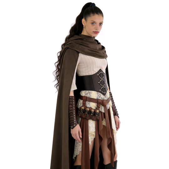 Damen Rock mit asymmetrischen fransigen Details und eleganter Spitzenborte EB