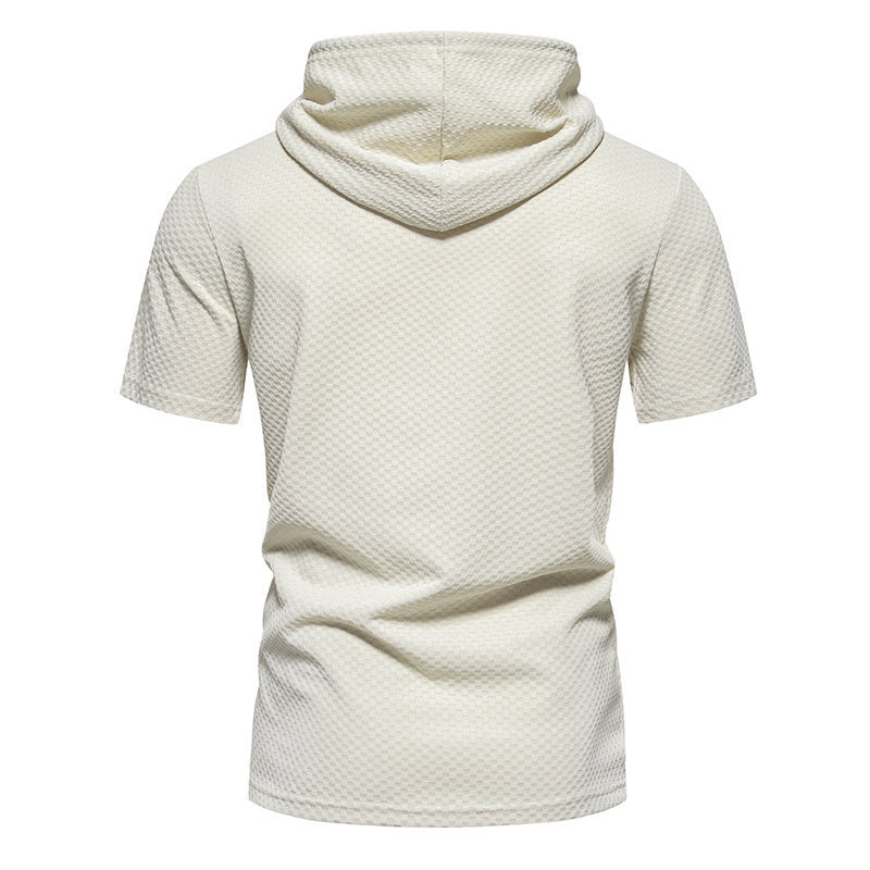 Herren Kurzarmkapuzenpullover mit strukturiertem Design EB