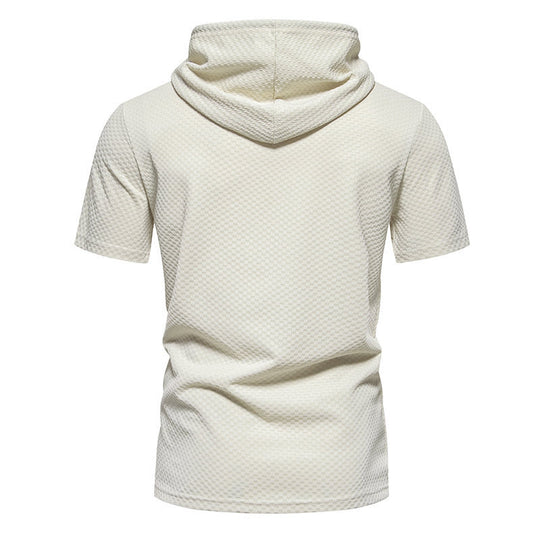 Herren Kurzarmkapuzenpullover mit strukturiertem Design EB