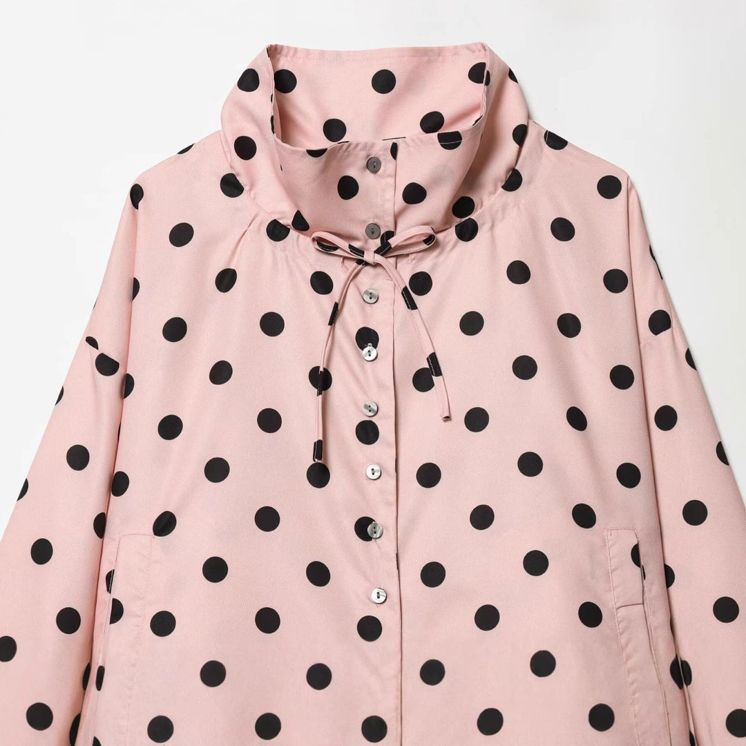 Damen nan Cropped-Anorak mit Stehkragen, Tunnelzugsaum und Druckknopfleiste EB