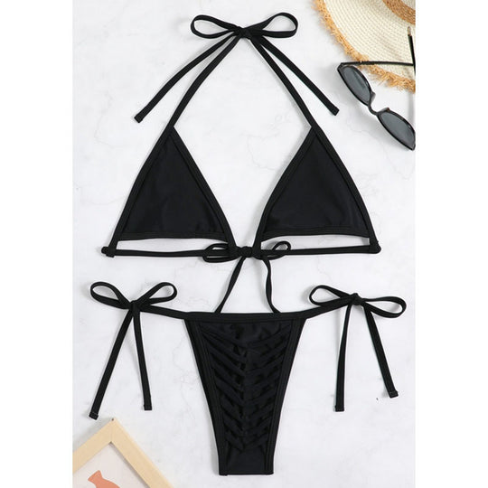 Damen Triangel-Bikini mit dekorativen Bindebändern EB