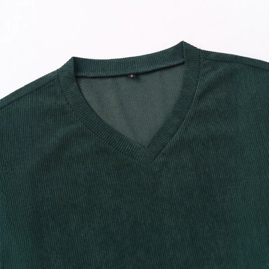 Damen Cropped Langarmshirt mit V-Ausschnitt und Rippstruktur EB
