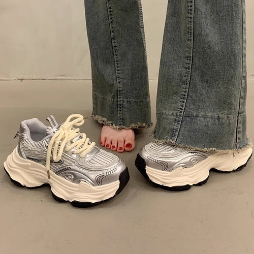 Damen Sportliche Chunky Sneakers mit atmungsaktiver Oberfläche und dämpfender Sohle EB