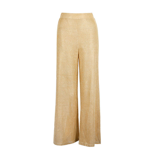 Damen Elegante weite Hose im funkelnden Metallic-Look EB