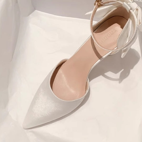 Damen elegante High Heels mit zartem Riemchen und Schleifenakzent EB