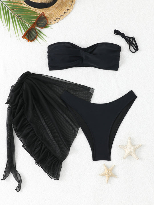 Damen Bandeau-Bikini mit eleganter Wickel-Rock EB