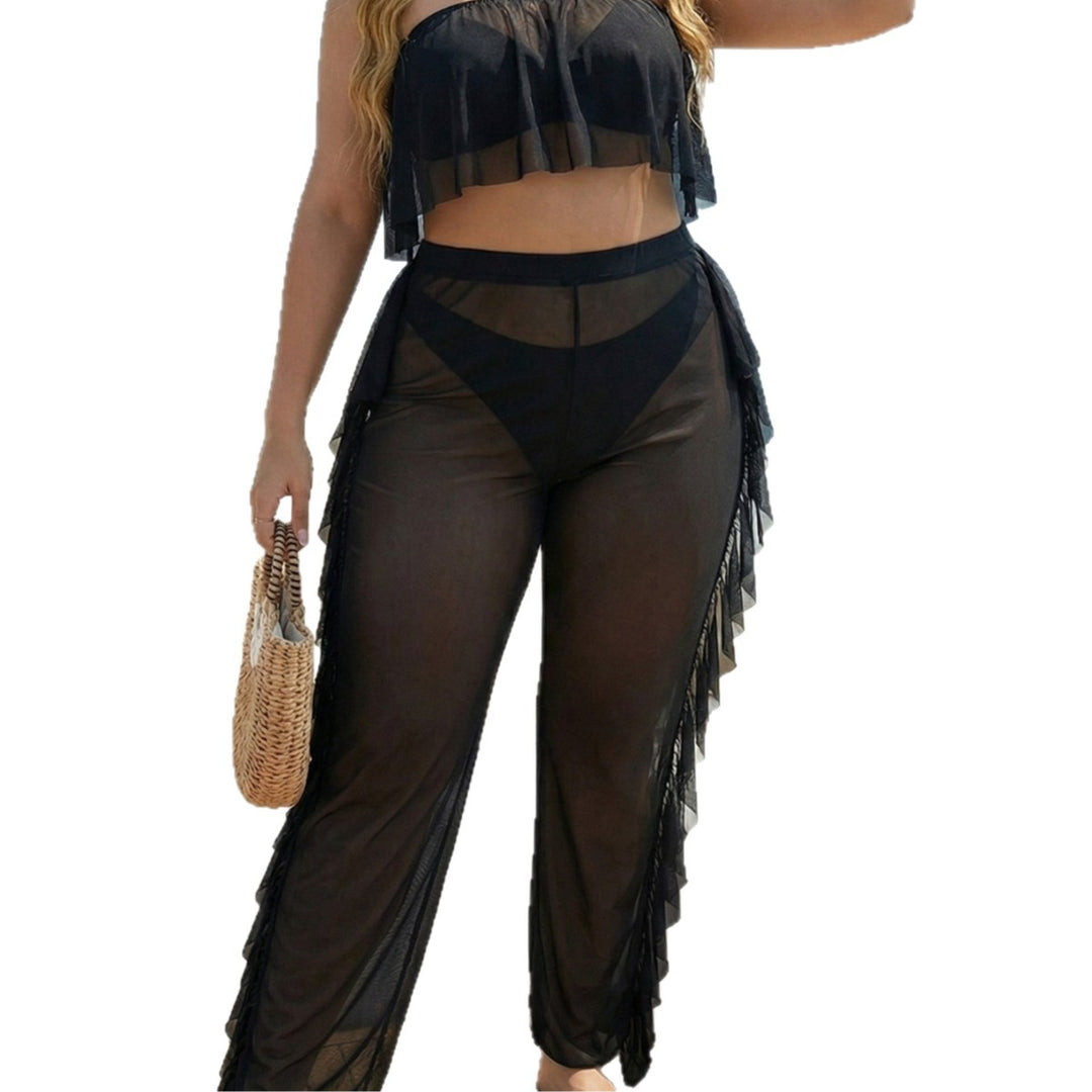 Damen eleganter Strand-Bikini-Set mit fransigen Akzenten EB