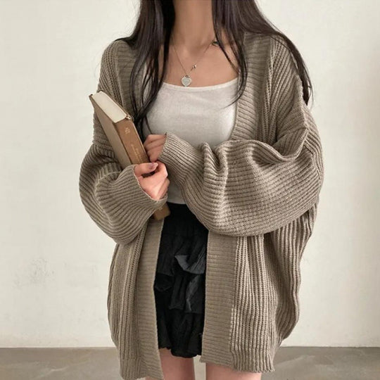 Damen Übergröße Strickjacke mit weit geschnittenen Ärmeln und strukturierter Textur EB