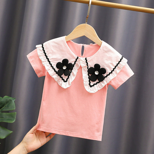Damen elegante und verspielte Bluse mit Volantkragen EB