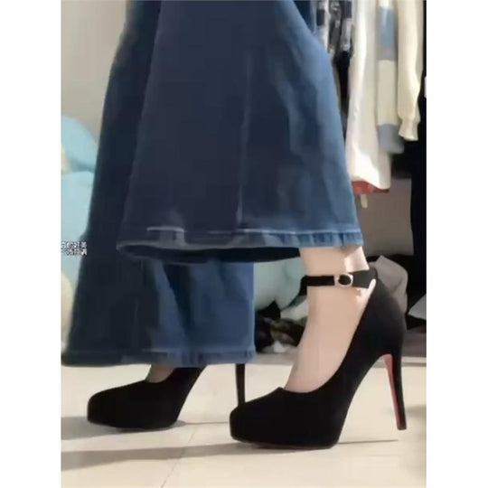 Damen elegante Absatzschuhe mit zartem Knöchelriemen EB