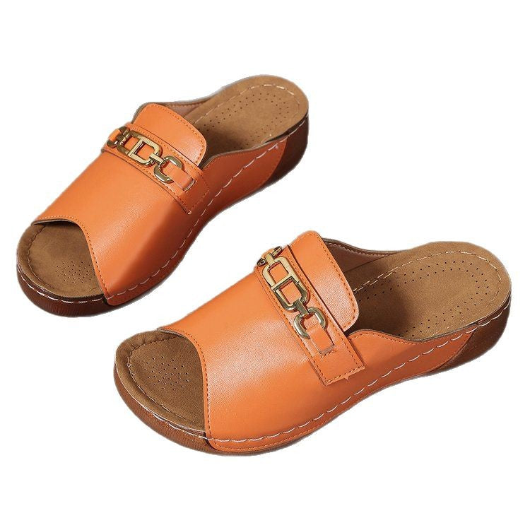 Damen Elegante Pantoletten mit modischem Ketten-Design und ergonomischer Sohle EB
