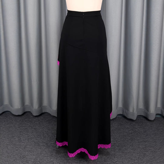 Damen eleganter Maxirock mit floralen Spitzenakzenten EB