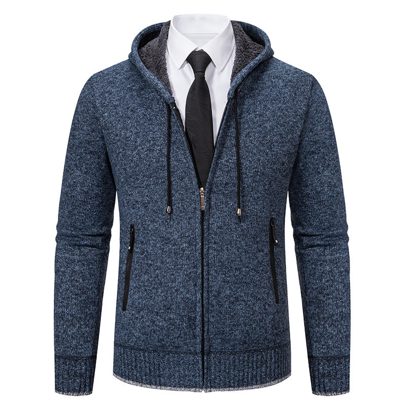 Herren Strickjacke mit Kapuze und weichem Innenfutter EB