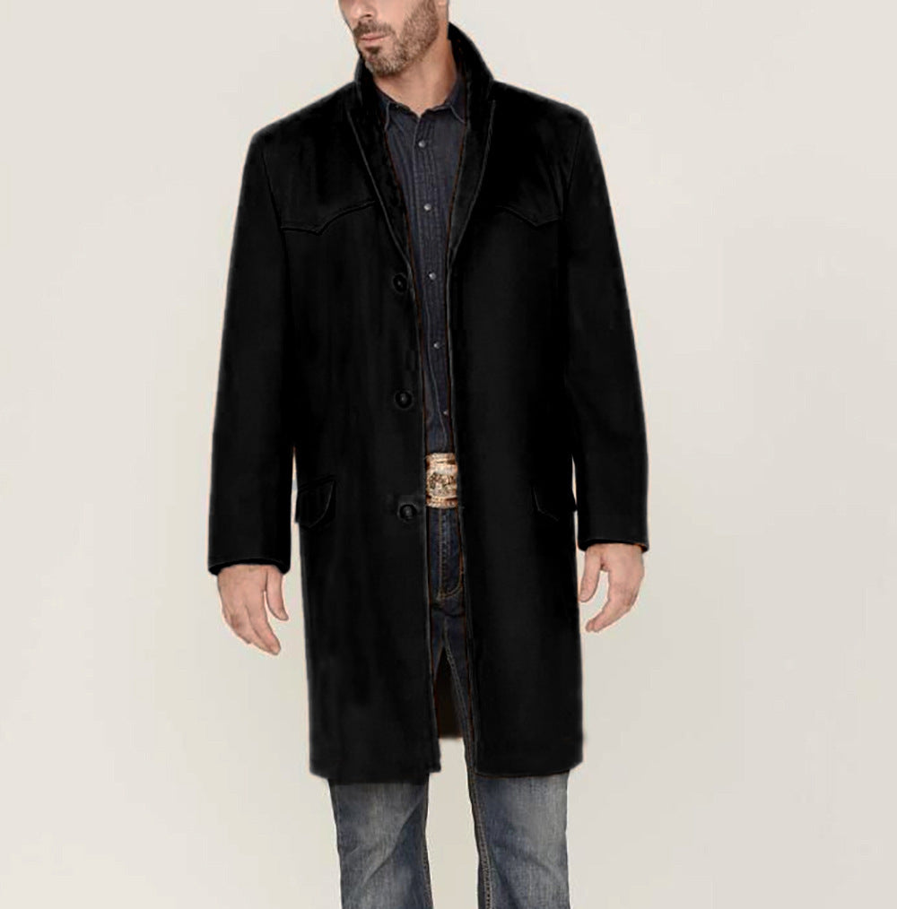Herren eleganter Langmantel im klassischen Western-Stil mit hochwertigen Details EB