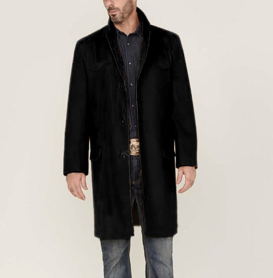 Herren eleganter Langmantel im klassischen Western-Stil mit hochwertigen Details EB