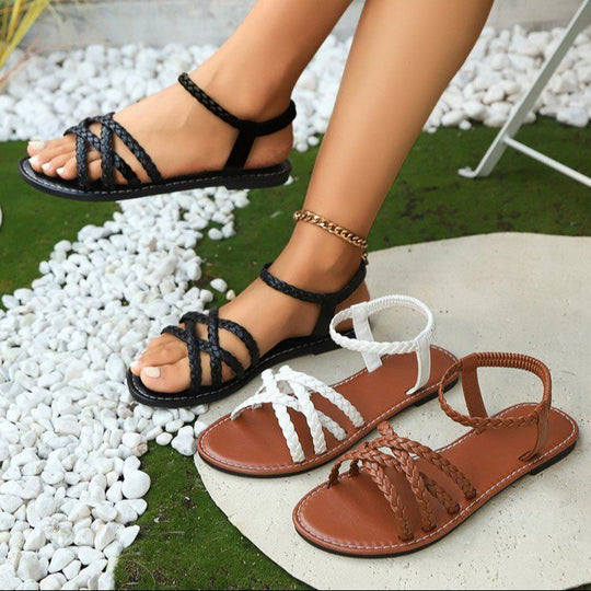 Damen Riemchensandalen mit geflochtenem Design EB