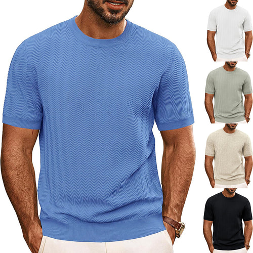 Herren strukturiertes Rundhals T-Shirt EB